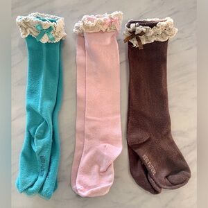 (3) Little girls knee high socks